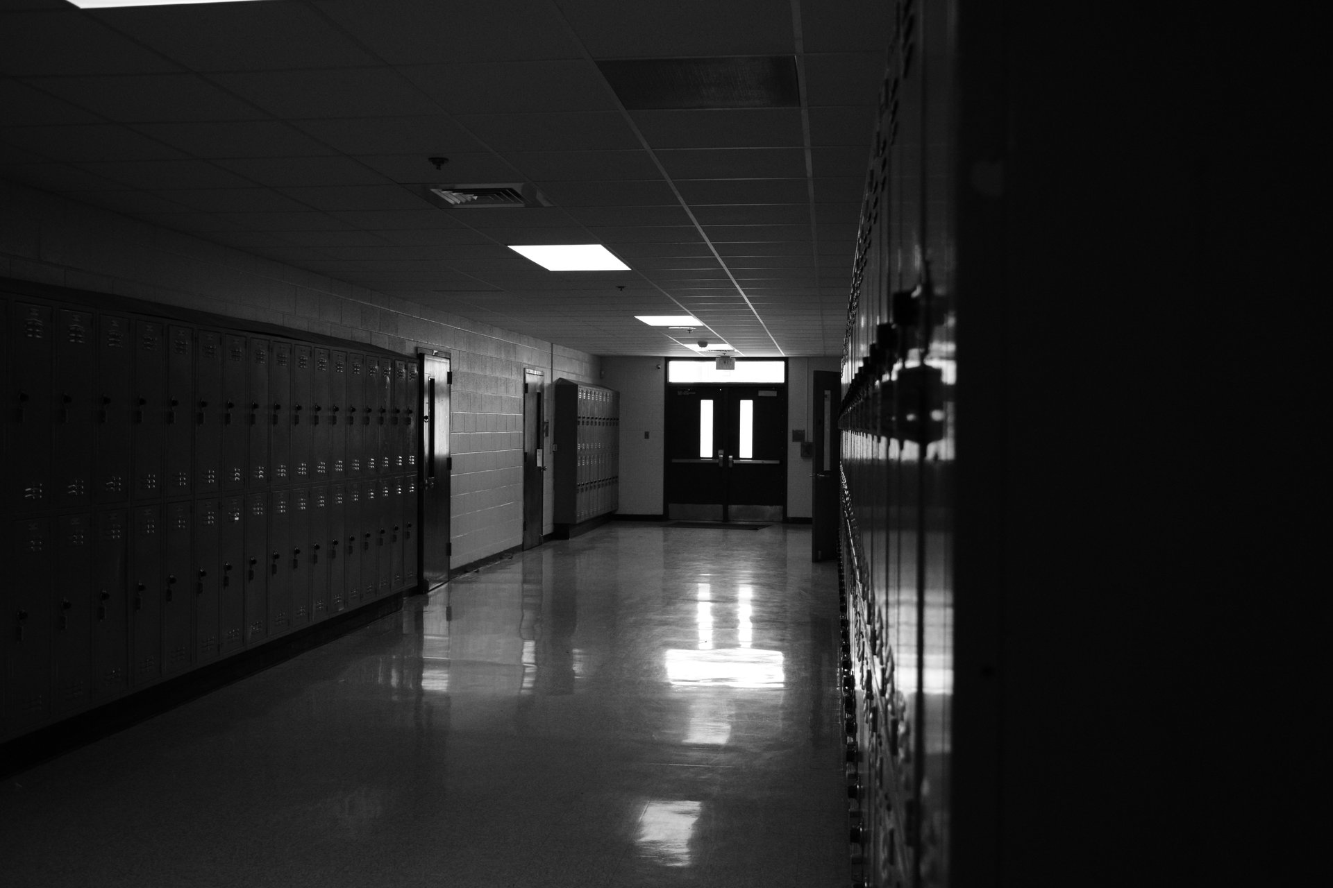 Empty school hallway