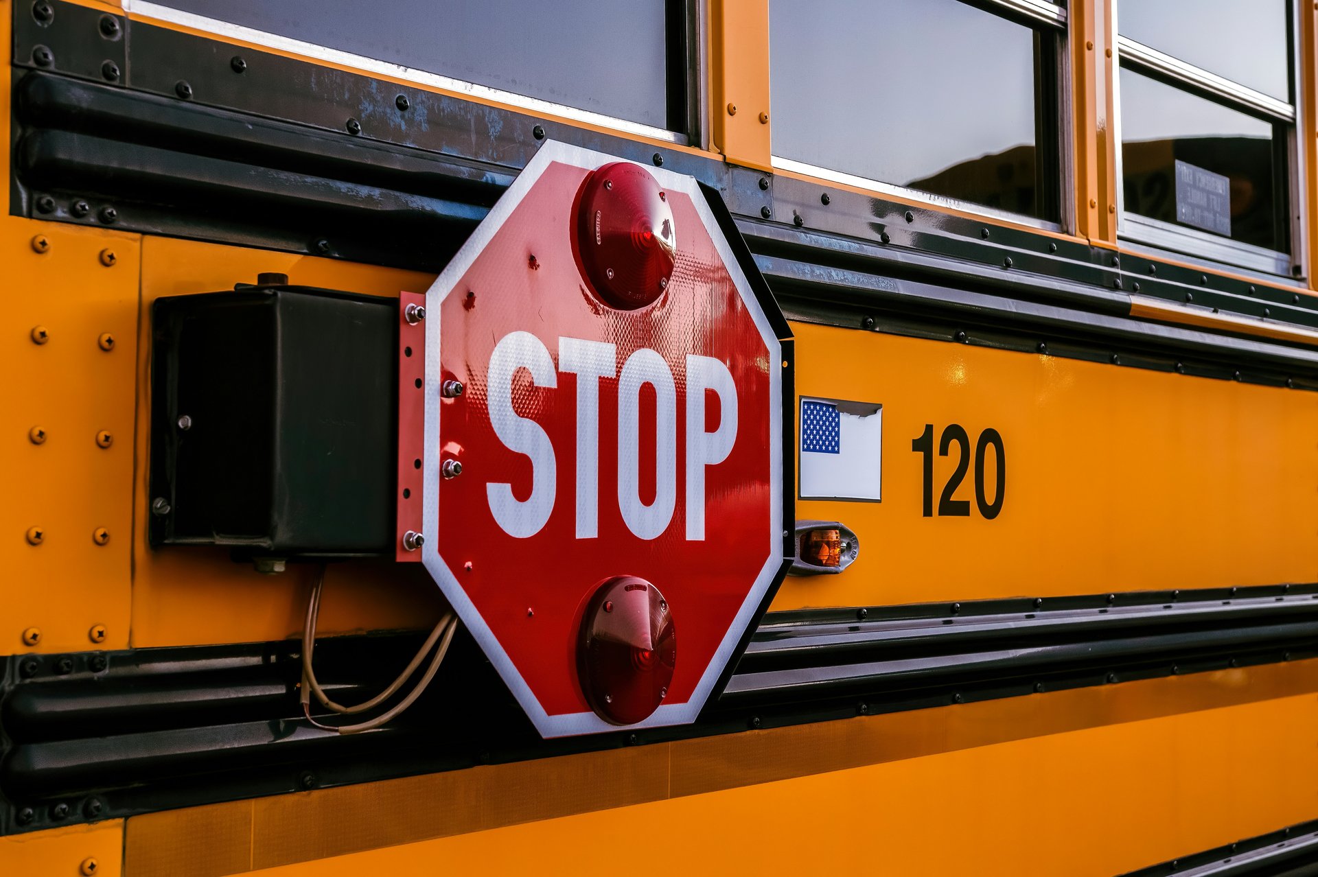 Stop sign on a school bus