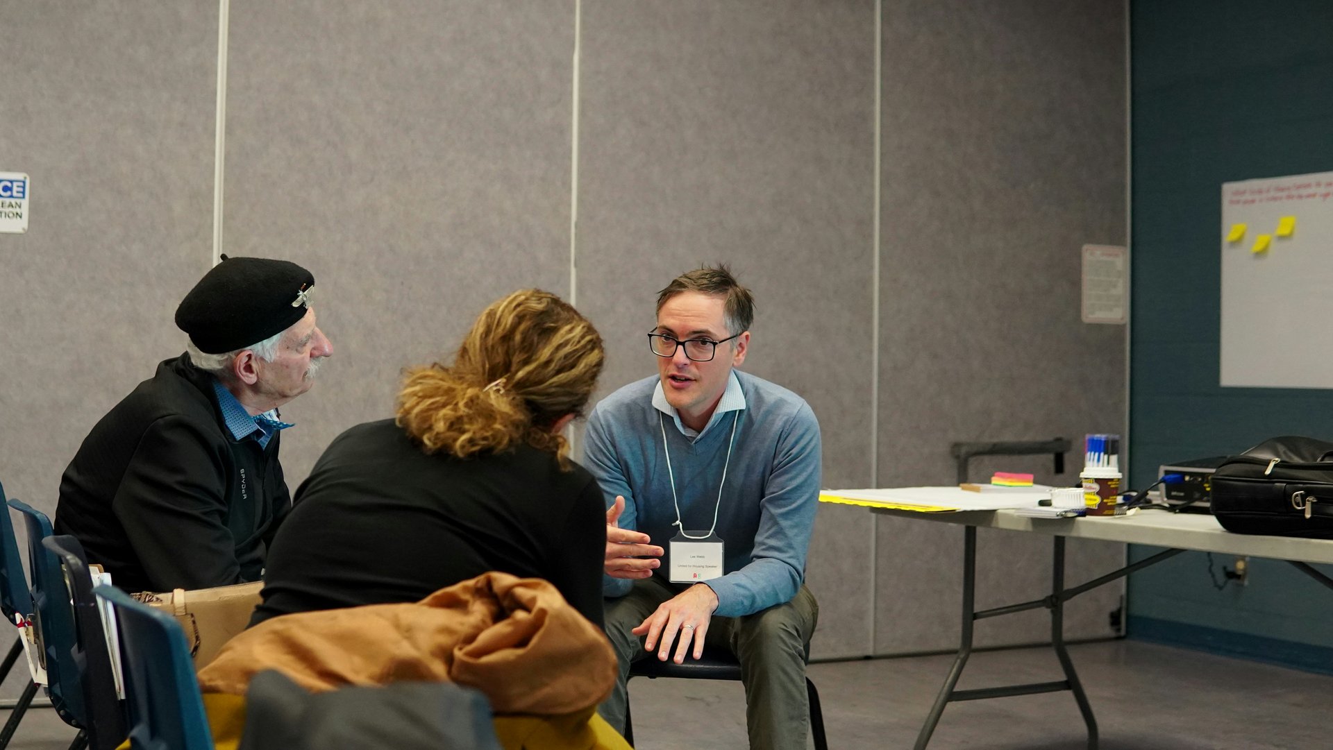 Parents and teachers meeting at a school